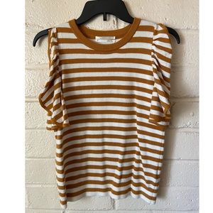 Anthropologie Jillian Yellow White Stripe Top